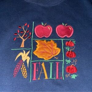 Vintage Fall Apple Leaf Pumpkin Corn Grannycore 90s Sweatshirt Ms Energy Medium